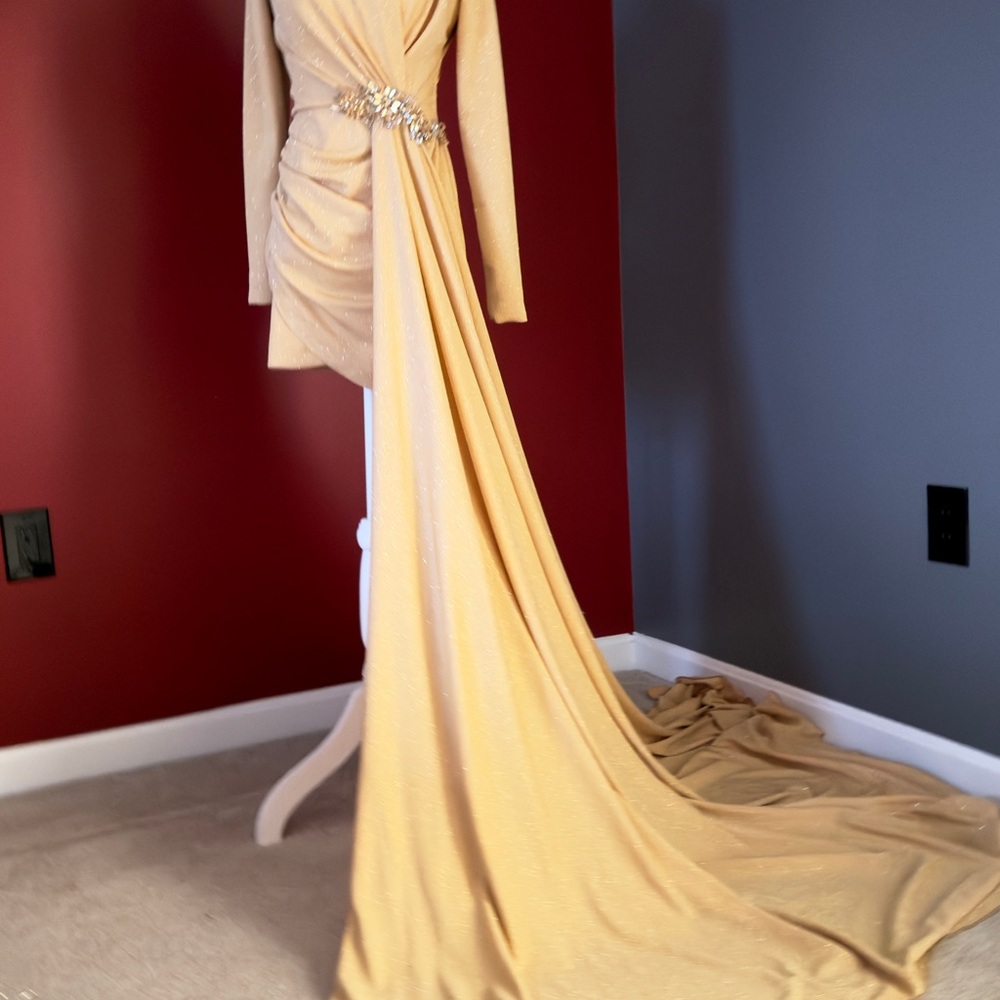 Glamorous Long Sleeve Gold Dress